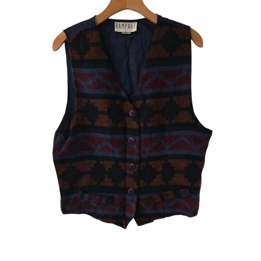 Rampage Western Vest Navajo Boho Southwestern Vintage 1990s Womens‎ Large